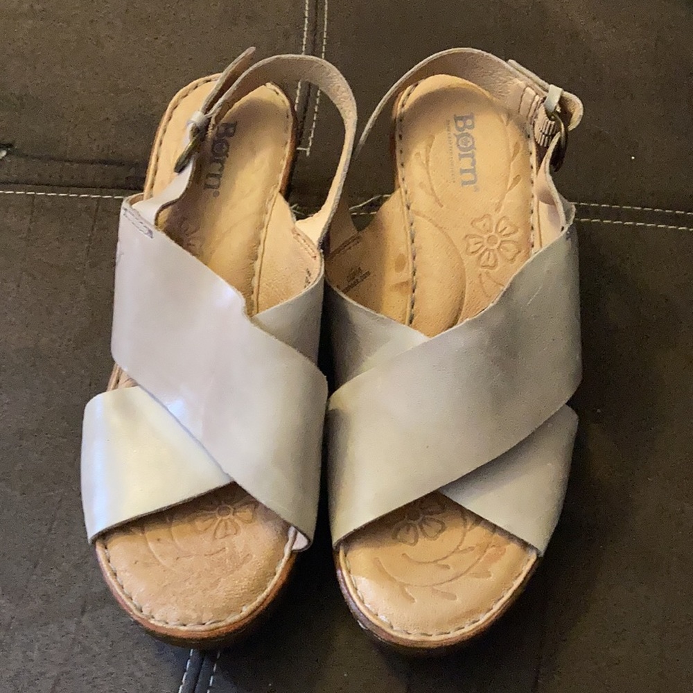 Born crisscross strap platform heel sandal